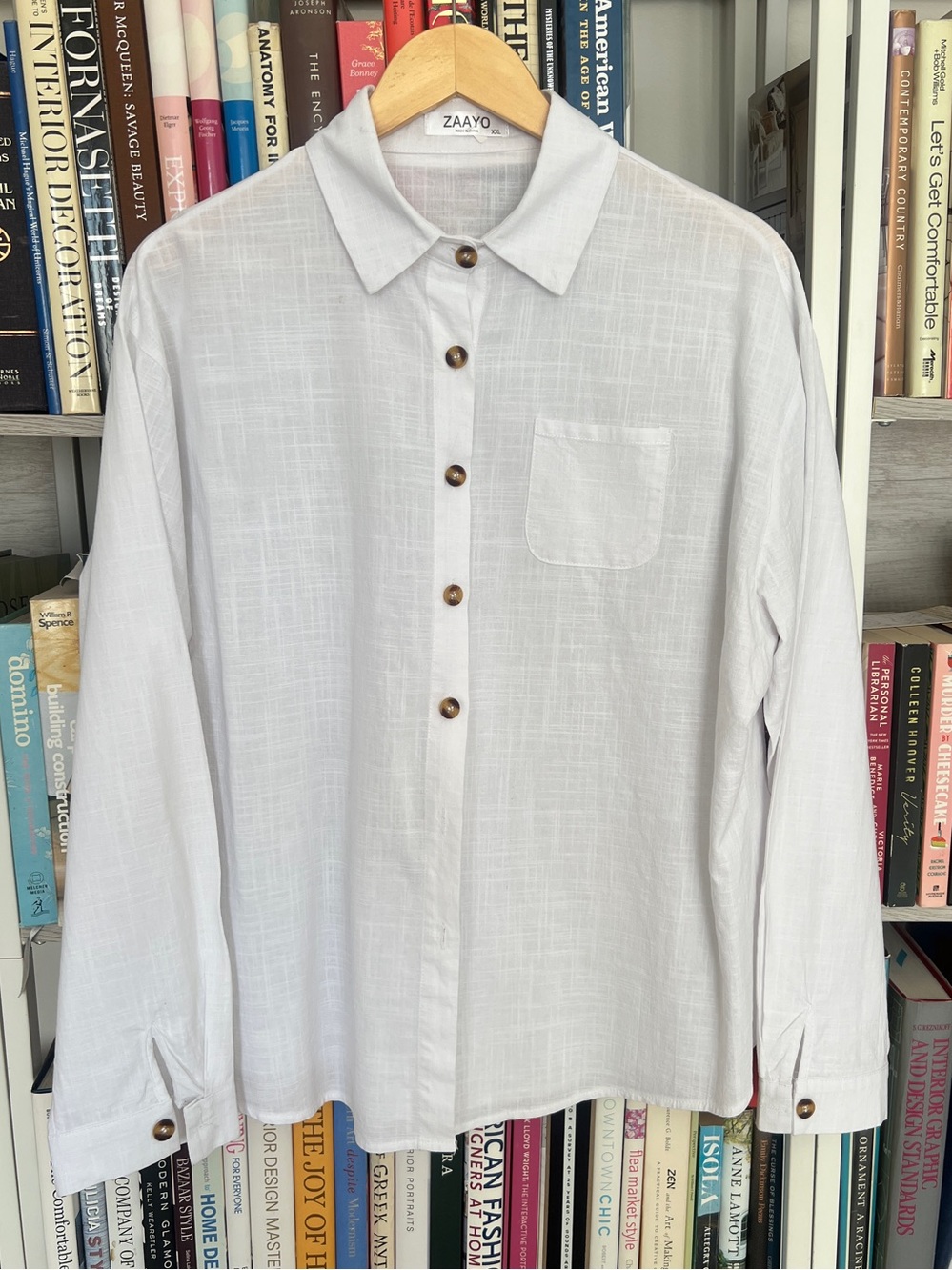 ZAAYO White 100% Cotton Textured Button-Front Shirt – XXL - Picture 1 of 9